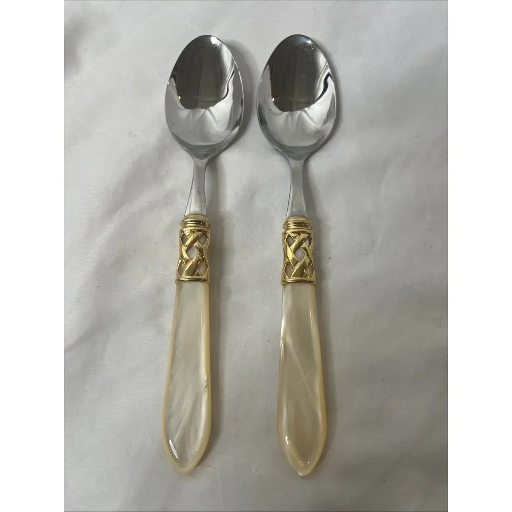 Bugatti Italy Aladdin Cream‎ Gold Stainless Steel 18/10 Spoons